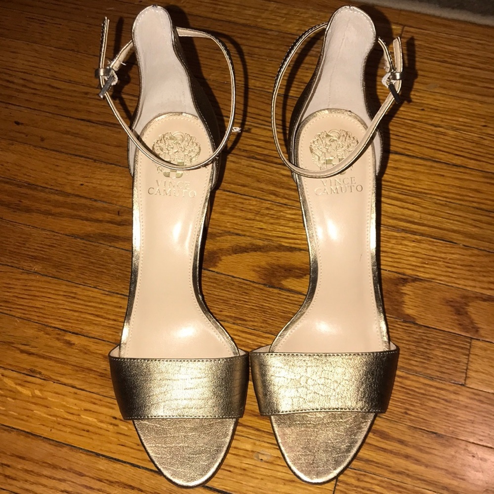 Vince Camuto Bronze Stacked Heel Sandal